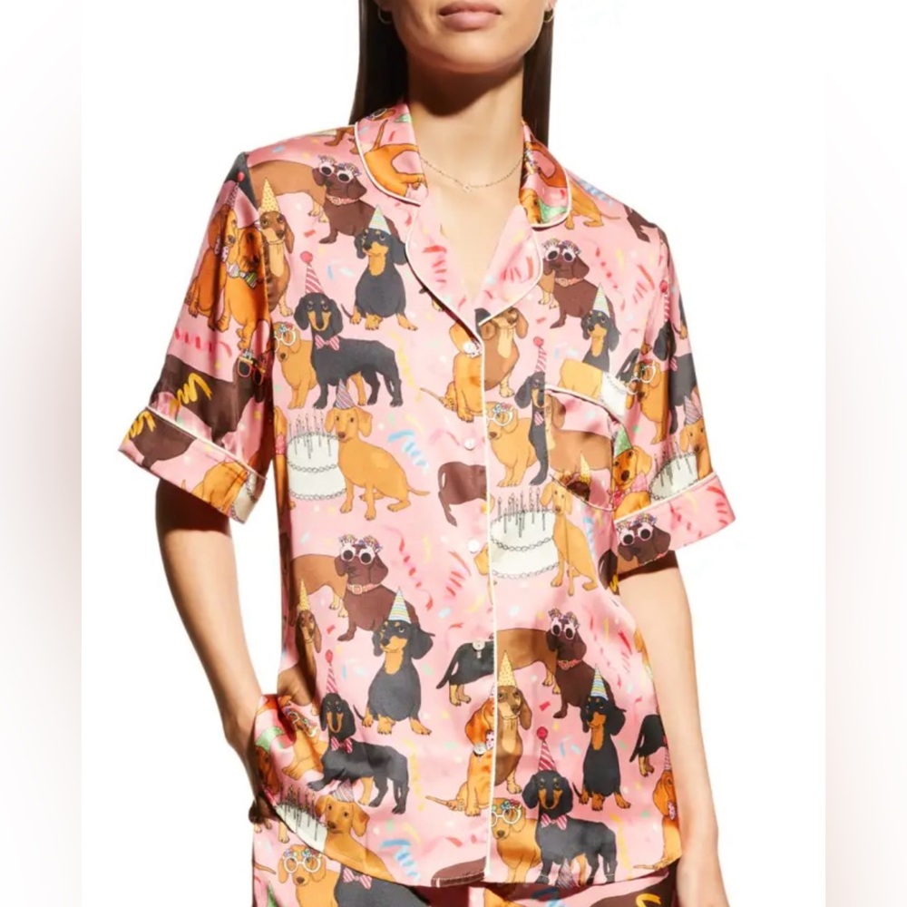 NWOT Karen Mabon Hot Dog Birthday Pajama Top Women’s Small
